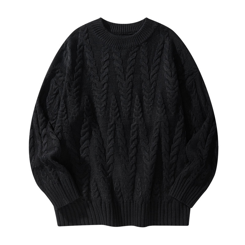 Men's Solid Color Jacquard Knit Sweater – Minimalist Pullover For Autumn & Winter_viptrois.com