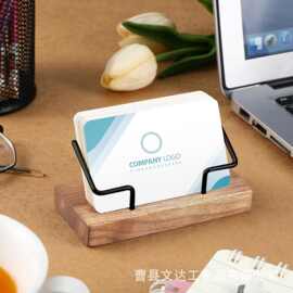 跨境木质名片立台名片座高档前台商务卡片展示名片架子储物架