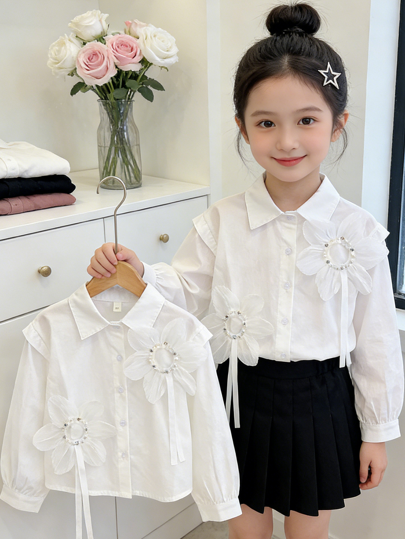 Thin children's white shirt