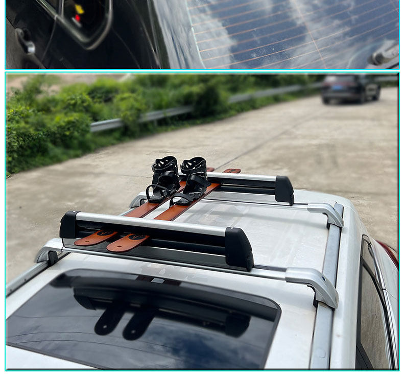 Suv Car Roof Ski Rack with Lock, Roof Rack for Ice and Snow Sports, Snow Sled Rack, Luggage Rack, Aluminum Alloy for Single and Double Boards