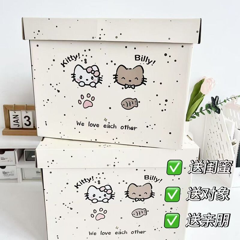 かわいい猫と犬のギフトボックス、カップルの誕生日プレゼント包装箱、漫画収納ボックス、厚みのある精巧な紙箱|undefined