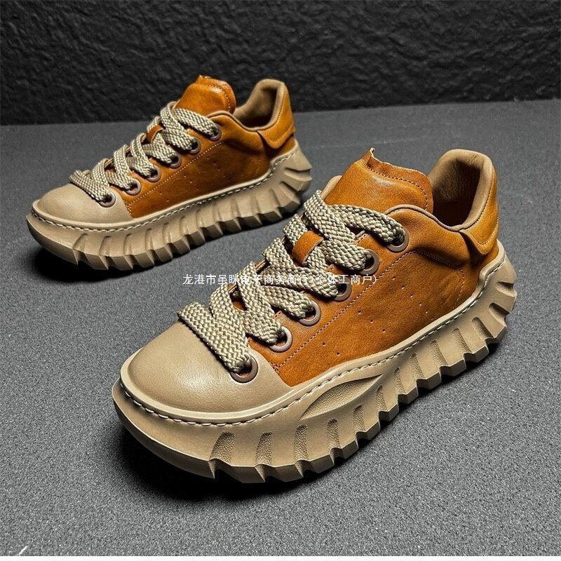 2025 New Light Luxury Height-Increasing Men's Shoes Niche Sneakers Designer Thick-Soled Casual Shoes Japanese Dad Shoes