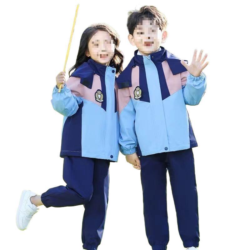 세트 봄과 가을 학교 교복 유치원 정원 교복 어린이 3 종 세트 가을 및 겨울 게임을위한 초등학교 학생을위한 수업 유니폼