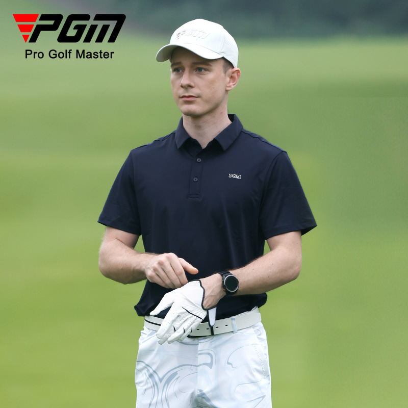 Áo thun golf nam tay ngắn PGM thoáng khí co giãn mùa hè — KUZ151-Quần Trắng, KUZ151-Quần màu xanh nước biển, Yf568-áo màu xanh hải quân, YF568-Áo màu trắng