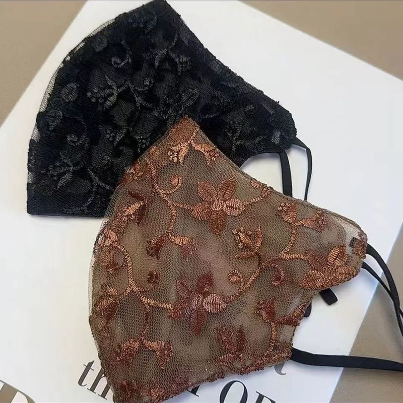 女性用日焼け止めマスク、メッシュ、肌に優しい、二層通気性、薄い、夏用ハイエンド刺繍立体高価値保護マスク|undefined