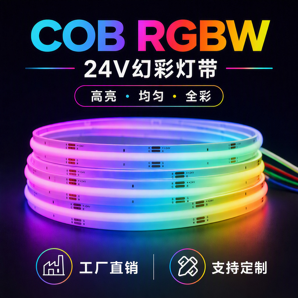 COB RGBW灯带24V幻彩高显指电竞桌面氛围LED灯条 灯饰照明厂家批发实拍图