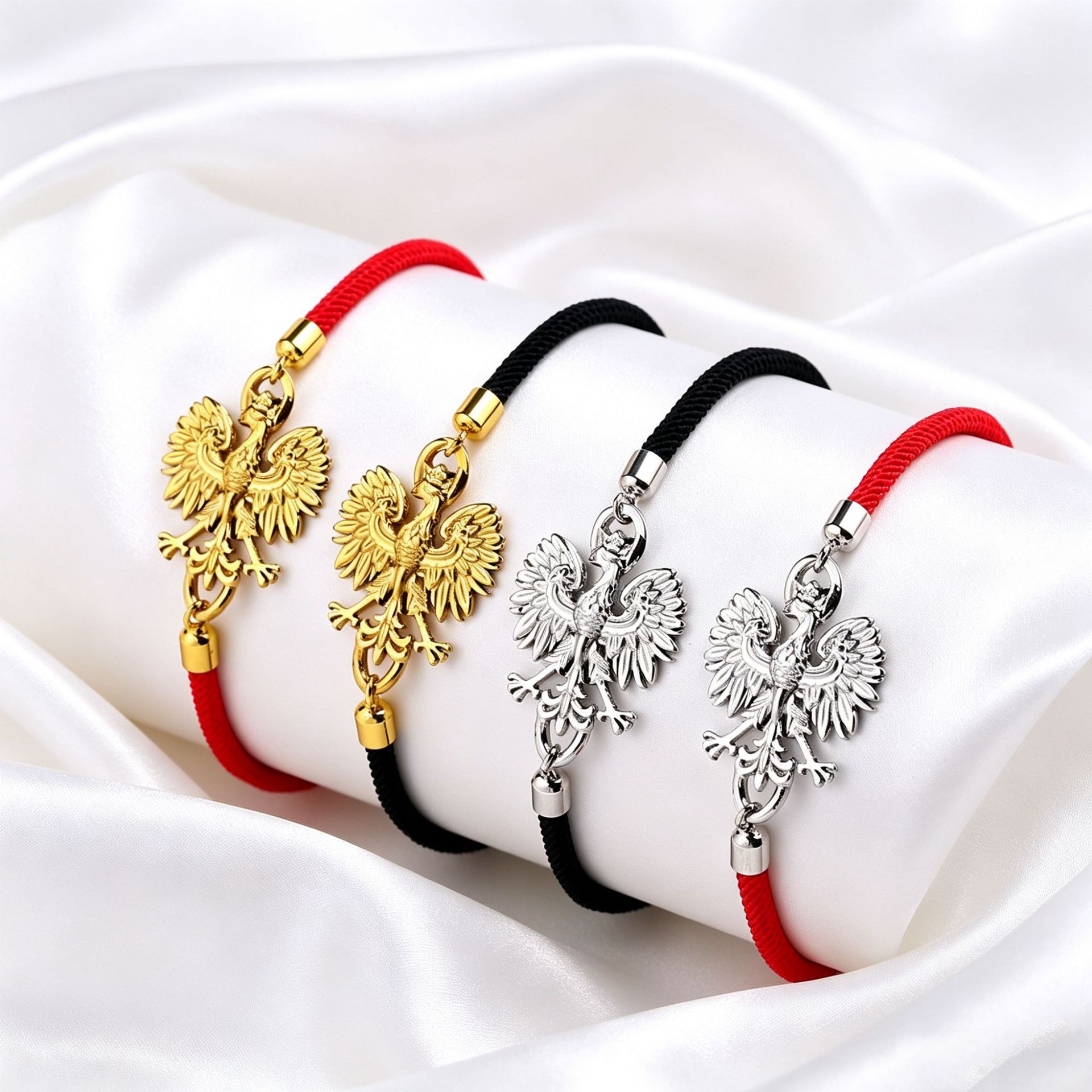 TK's best-selling Polish Eagle titanium steel pendant bracelet with adjustable red cord, fashionable, retro, simple, ethnic style titanium steel jewelry