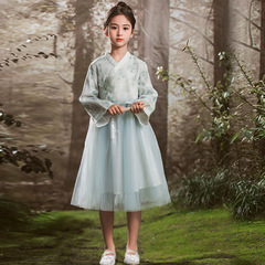 New Chinese Style National Costume Girls' Hanfu Set 2024 Spring New Hanfu Children's Ancient Costume Skirt Tang Suit Two-Piece Set