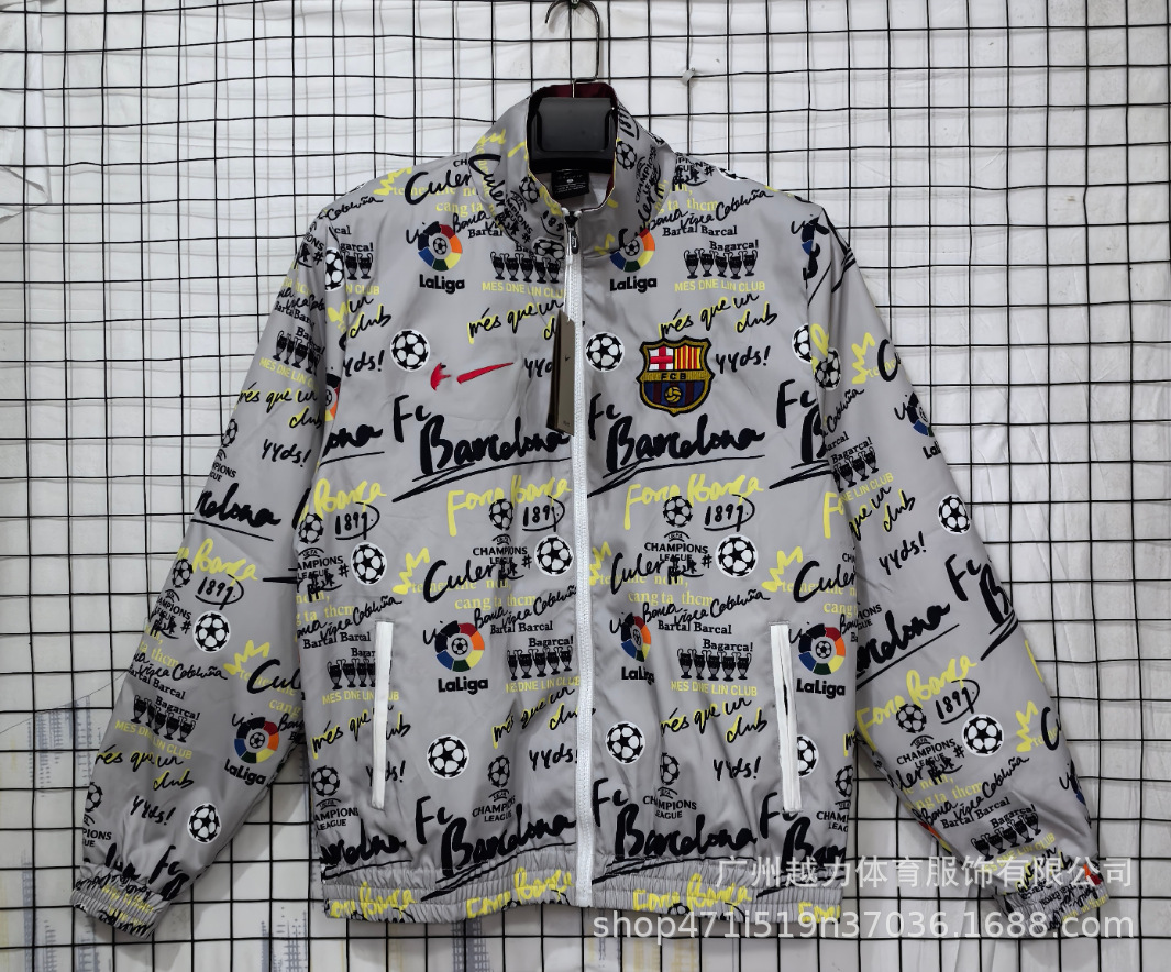 Chaqueta Bordada retro de manga larga y gruesa Manchester United Barcelona Inglaterra Brasil Real Madrid Liverpool image 43