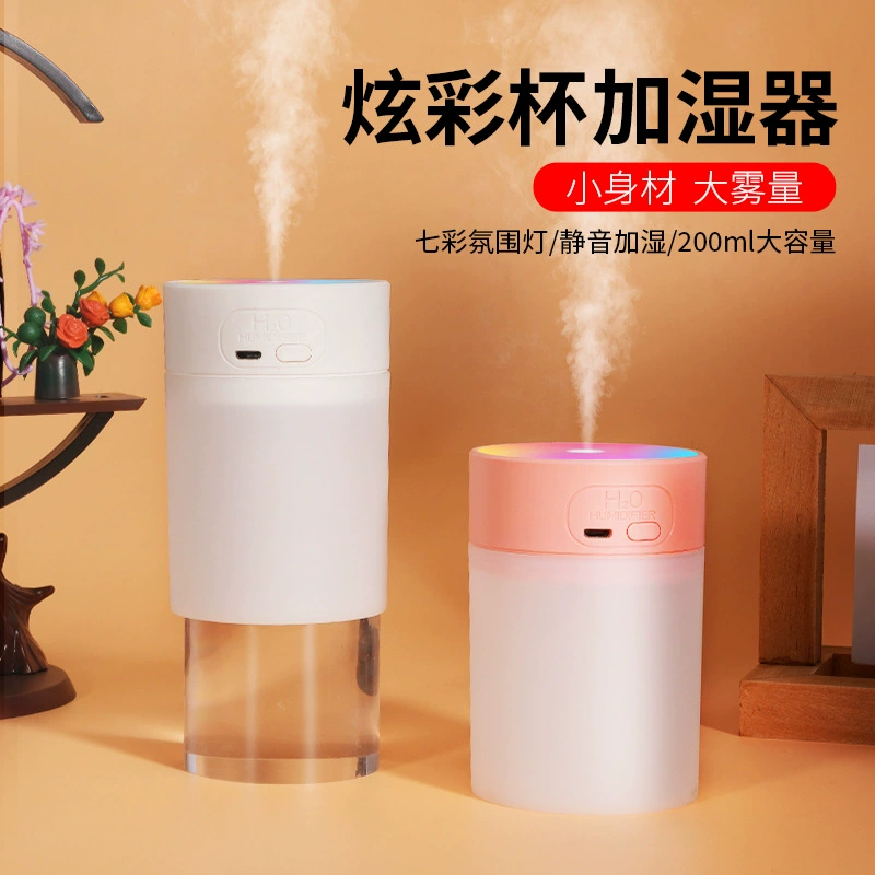Мини-увлажнитель для стола и автомобиля, 200/330 мл USB, бесшумная холодная дымка с ночным освещением