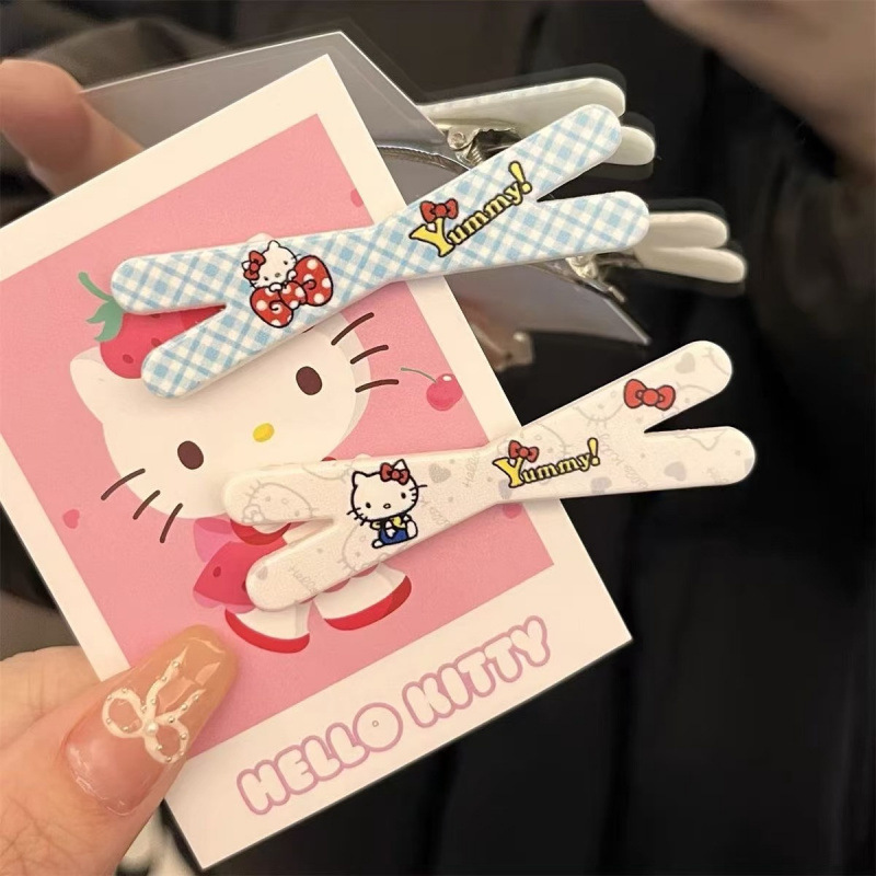 可爱春季X型清新甜美diy饰品格子小猫饰品甜美发饰刘海夹卡通新款|undefined