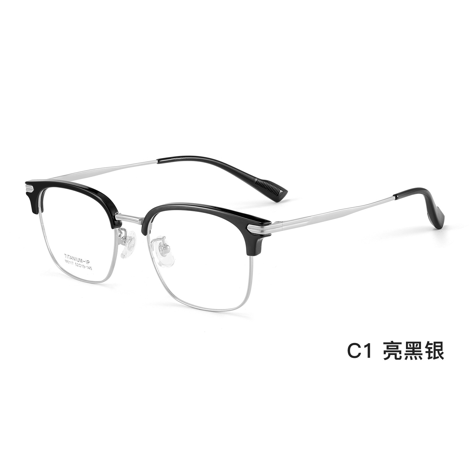 Moda y moda cool gris ceja cuadrada marco de titanio marco de gafas vacío IP galvanoplastia disponible con grado Danyang al por mayor