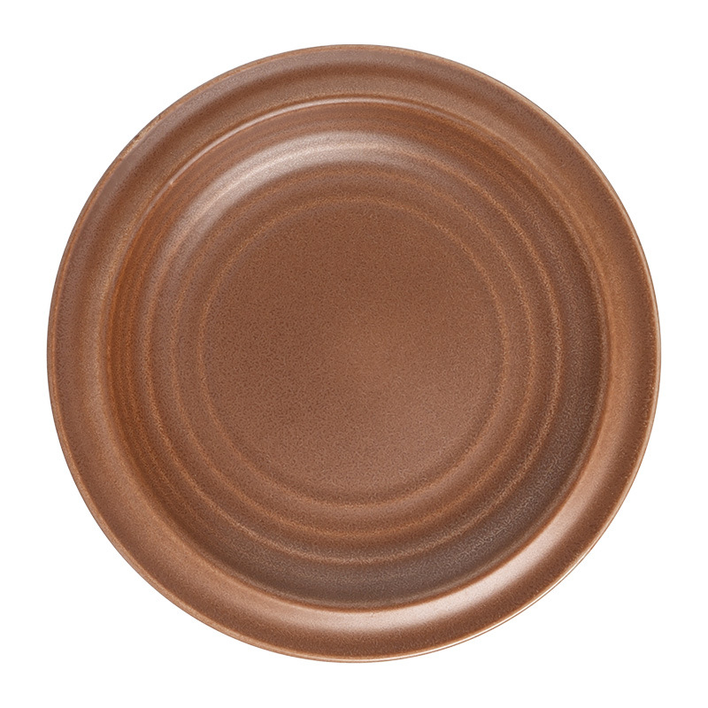 Plato marrón retro creativo simple plato de platos de té de la tarde refrigerio plato de fideos de alta calidad platos de cerámica casera