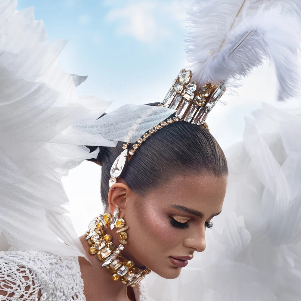 Feather Crystal Crown Headdress With Rhinestone For Special Occasions_voghion.com