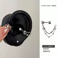 Двухслойная кристаллическая спиральная цепочка из титановой стали, серьги с двумя накладками на ушную кость, задние подвесные передние и задние шпильки для ушей для сна без снятия ушей