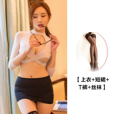Lencería sexy, tentación sexy, uniforme de secretaria profesional OL, pijamas apasionados provocativos que cubren el trasero para mujeres, envío directo de una pieza en la cama