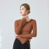 409 side drawstring (brown) long-sleeved top