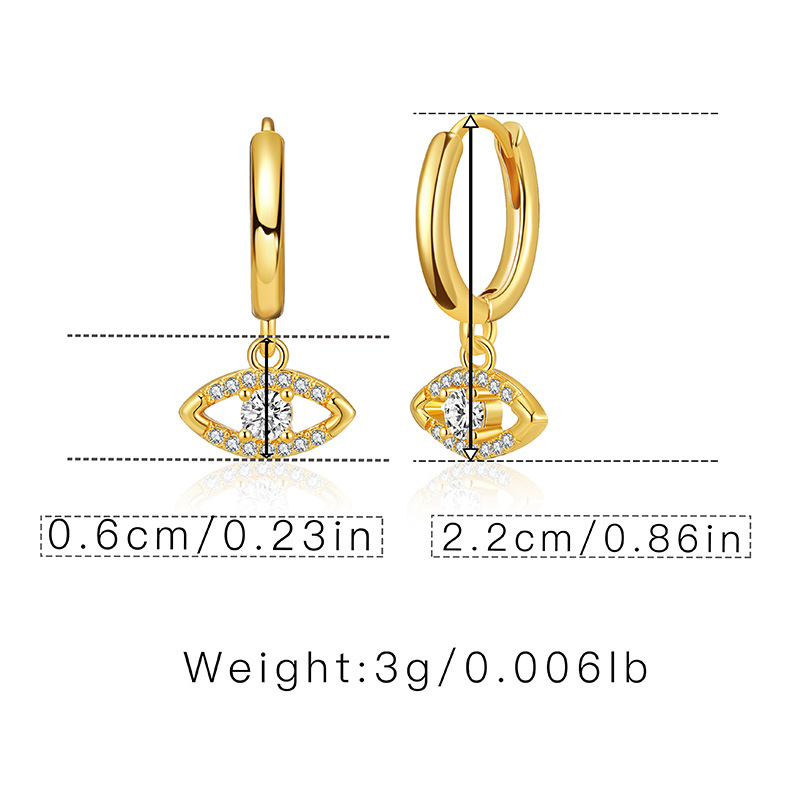 New 18k Gold Plated Copper Earrings Micro-inlaid Zircon Earrings Devil's Eyes Design Earrings Wholesale display picture 1