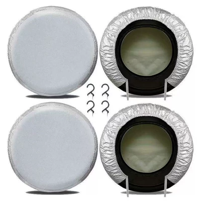 Tire cover for RV, 420D Oxford cloth, gray car tire protection, sun-proof tire cover, dust-proof cover (Car clothing) - silver-padded-and-thickened-version-sedan-model-1-piece