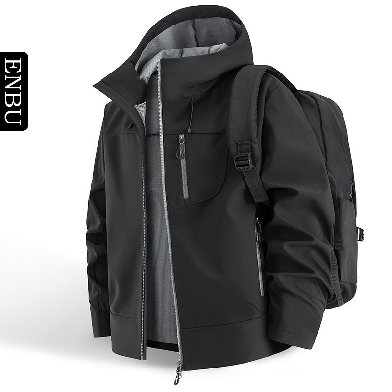 Enbu Outdoor Sports Mountain Series Couple's Style Windbreaker Jacket for Men and Women, Fashionable Sports Casual Hooded Jacket, Men's Jacket