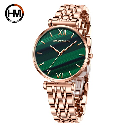 Hannah Martin/Hannah Martin Japanese movement starry malachite small green watch ladies waterproof watch