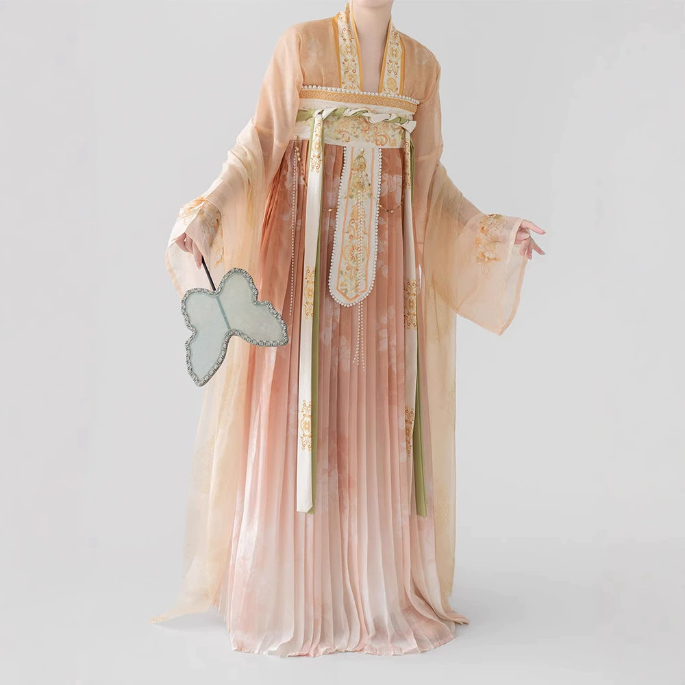 Оригинальный Hanfu Девушка 2024 Новая Тан Система Пайлай юбки вышитые грудьکی юбка Национальный стиль повседневная весна и осень древний стиль комплект