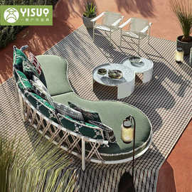 户外沙发组合庭院露天阳台圆床躺床酒店别墅室外防水北欧现代编绳