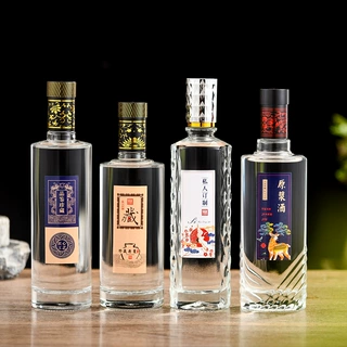 晶白料定制白酒瓶厚底玻璃瓶瓶型开模印刷烤花烫金烫印磨砂深加工