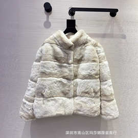 南油2025秋冬新款富贵奢华 时尚优雅立领龙猫懒兔毛宽松皮草外套