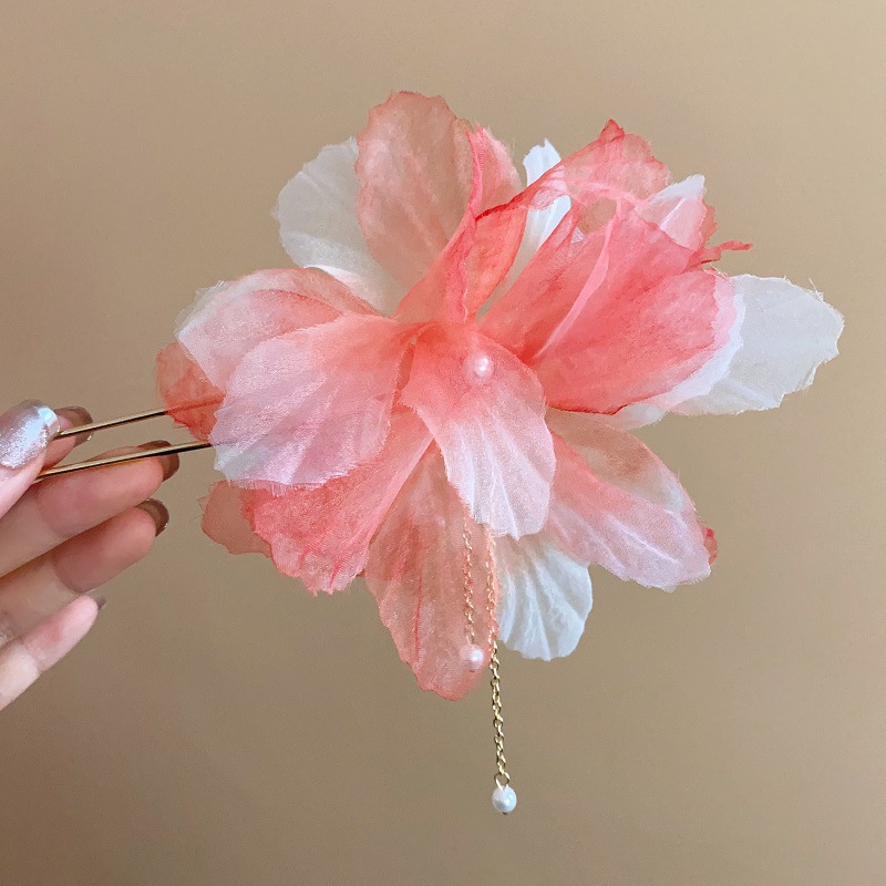 Gentle Dead Leaf Butterfly Chiffon Flower Hair Hairpin Cool Sense Elegant Super Fairy Hair Hairpin Retro Elegant High-end Hair Accessories for Women