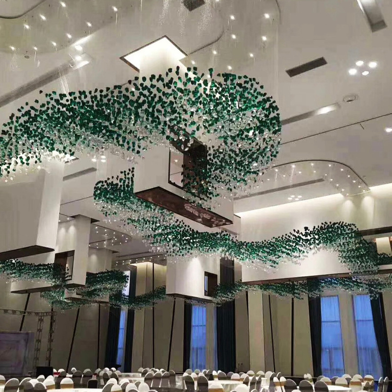 Geshi Green Stone Block Chandelier Hotel Banquet Hall Art Decorative Lamp Office Building Catering Lobby Creative Lamps