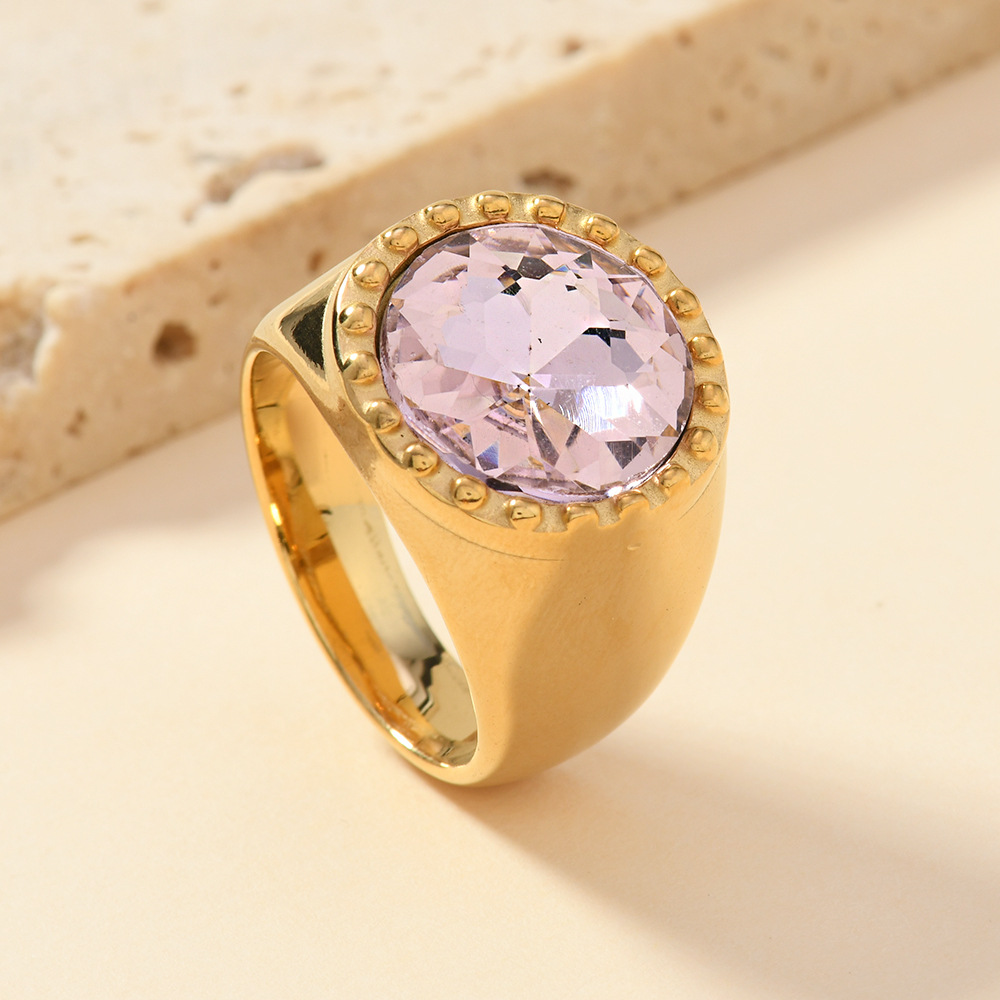 Joyas de acero inoxidable de lujo ligero de estilo europeo y americano Retro estilo de corte fundición anillo de gemas redondas anillo de geometría para hombres image 3