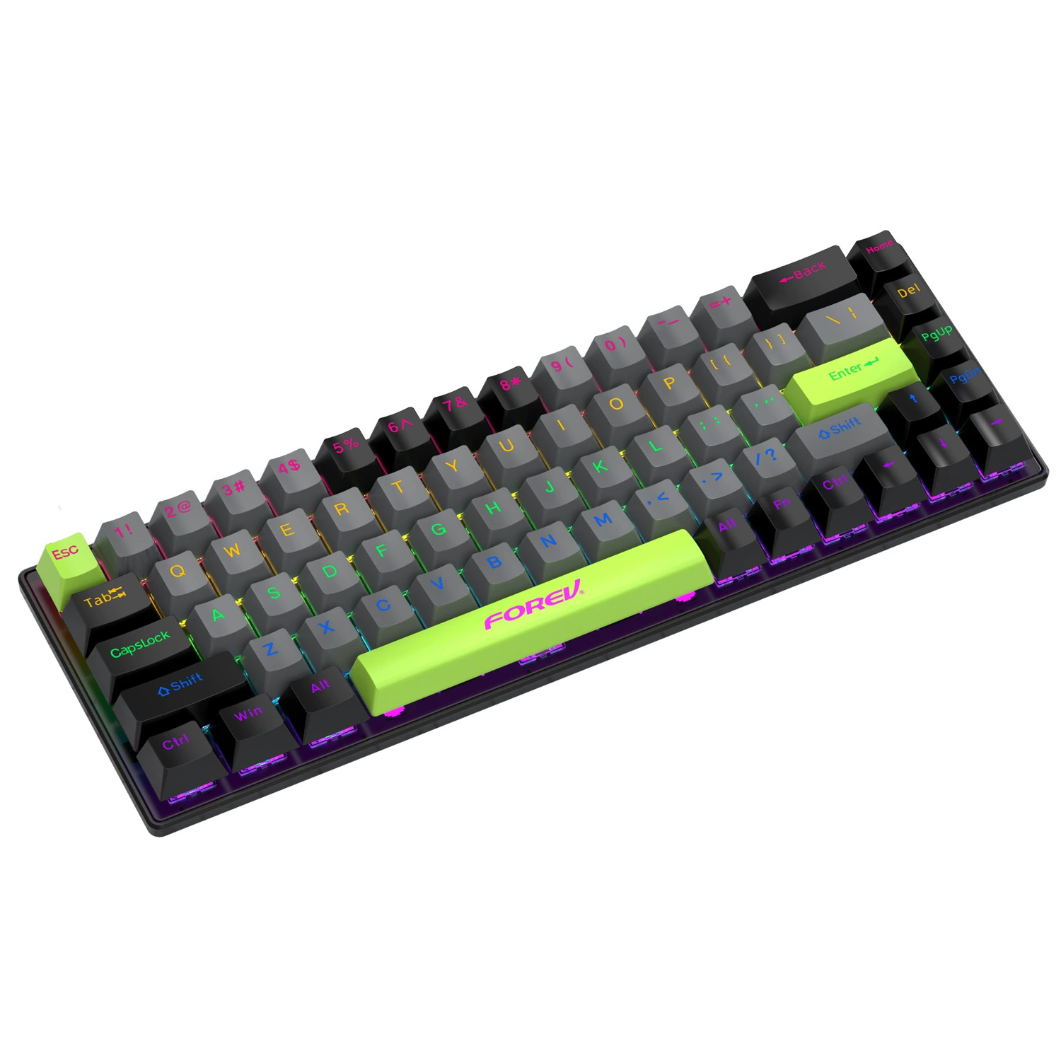 Механическая игровая клавиатура (Forev FV-Q68) проводная RGB, три режима, компактная портативная