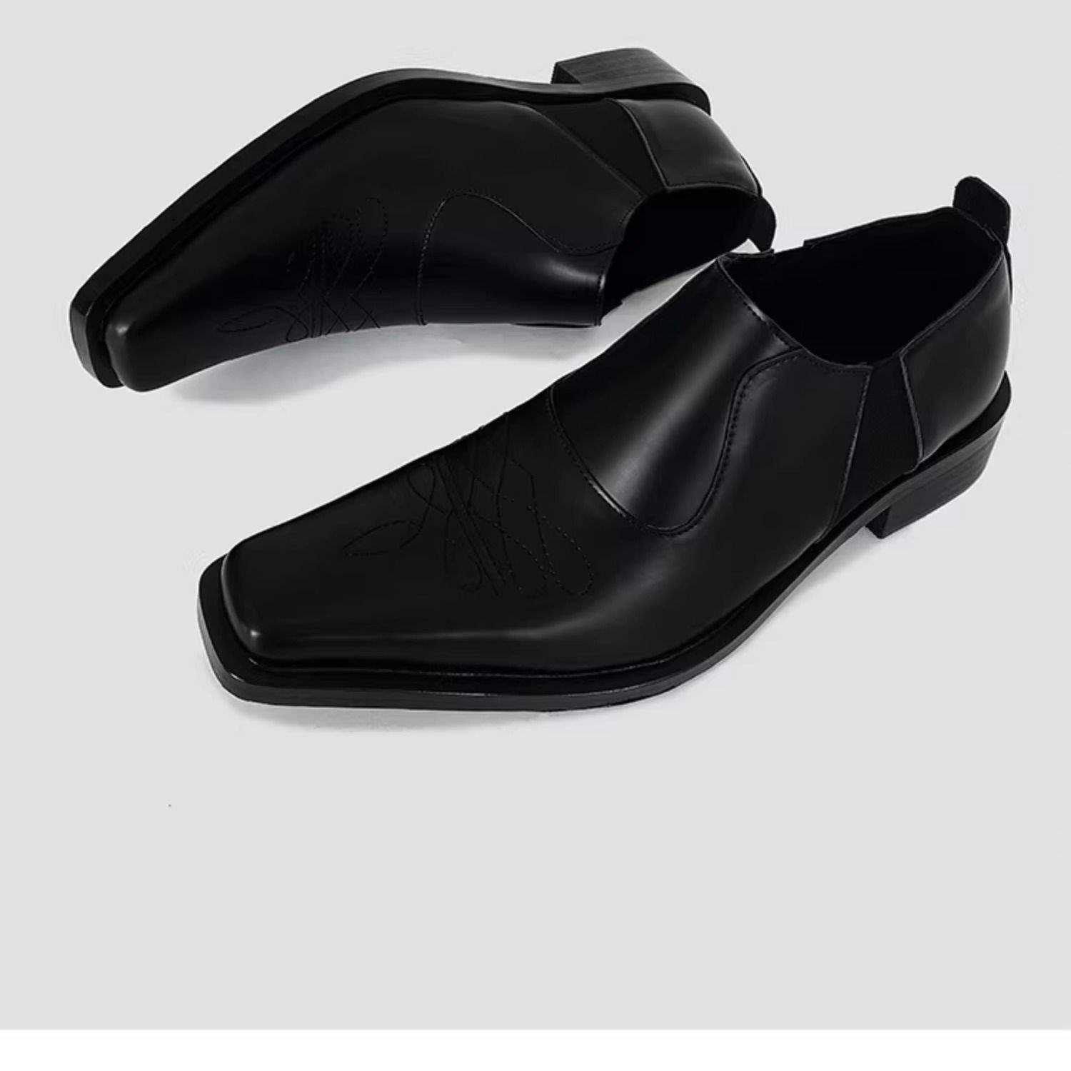 ShoeVault 2025 Niche Pointed Leather British Commuter Men's Height-Increasing New Derby Wizard Slip-On Busins Formal Low-Top_vogvips.com