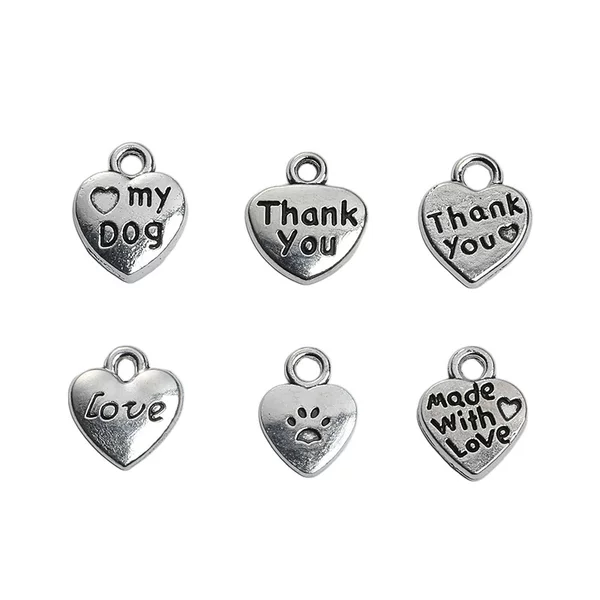 Wholesale DIY Zinc Alloy Jewelry Accessories Heart Pendant Thank You Love Pendant Zakka
