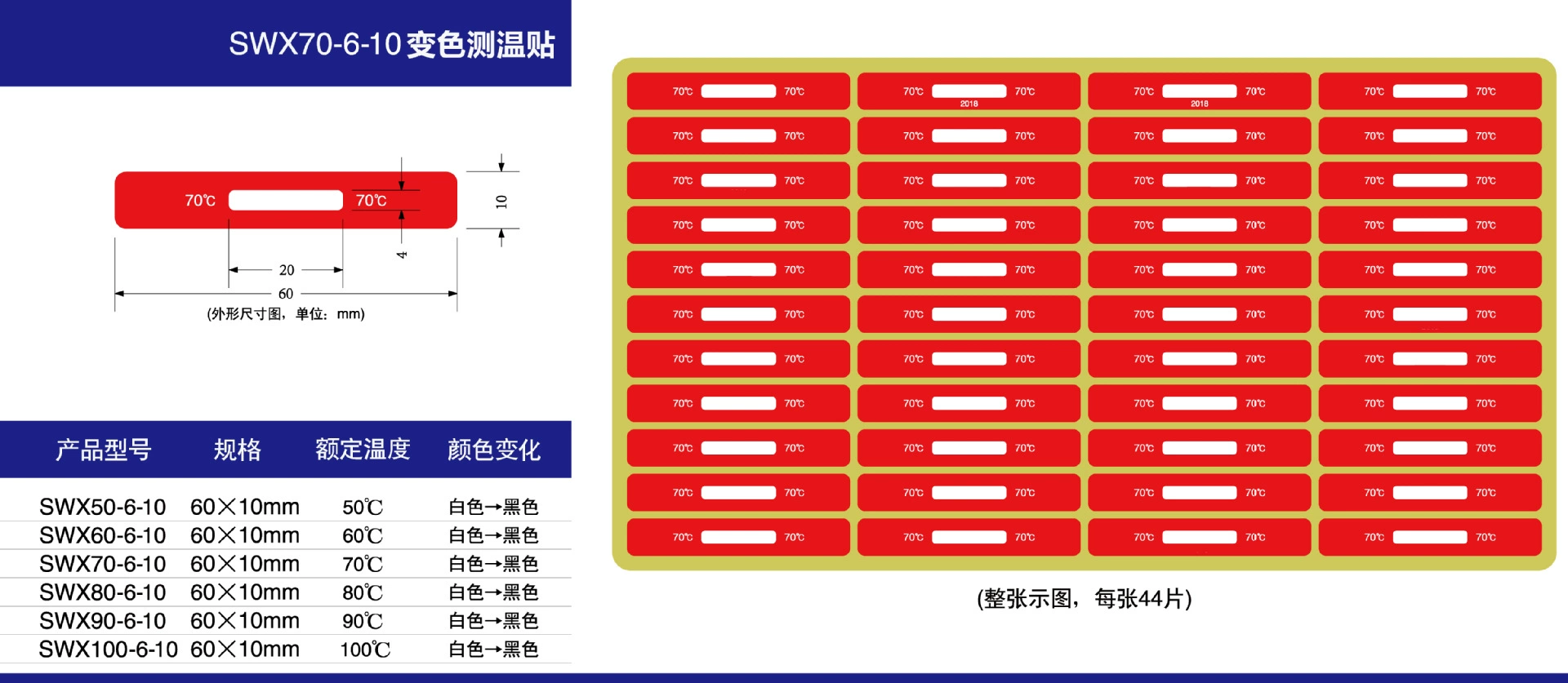 SWX80-6-10 градусов специального типа Термочувствительная паста белая и черная этикетка температуры лист индикатора температуры бумага для измерения температуры 44 паста