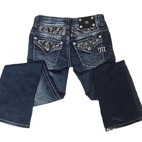 European and American Cross-Border Street Style Y2K Spicy Girl Retro Low-Waist Sequin Niche Design Slim-Fit Washed Straight-Leg Jeans