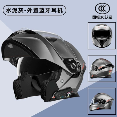 Winter Warm Helmet with Bluetooth | Motosiklet dəbilqələri - l-size-class-a-helmet-cement-gray-bluetooth-headset