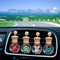 Cartoon air outlet perfume bottle empty glass car air freshener bottle wooden cute essential oil bottle car interior decoration