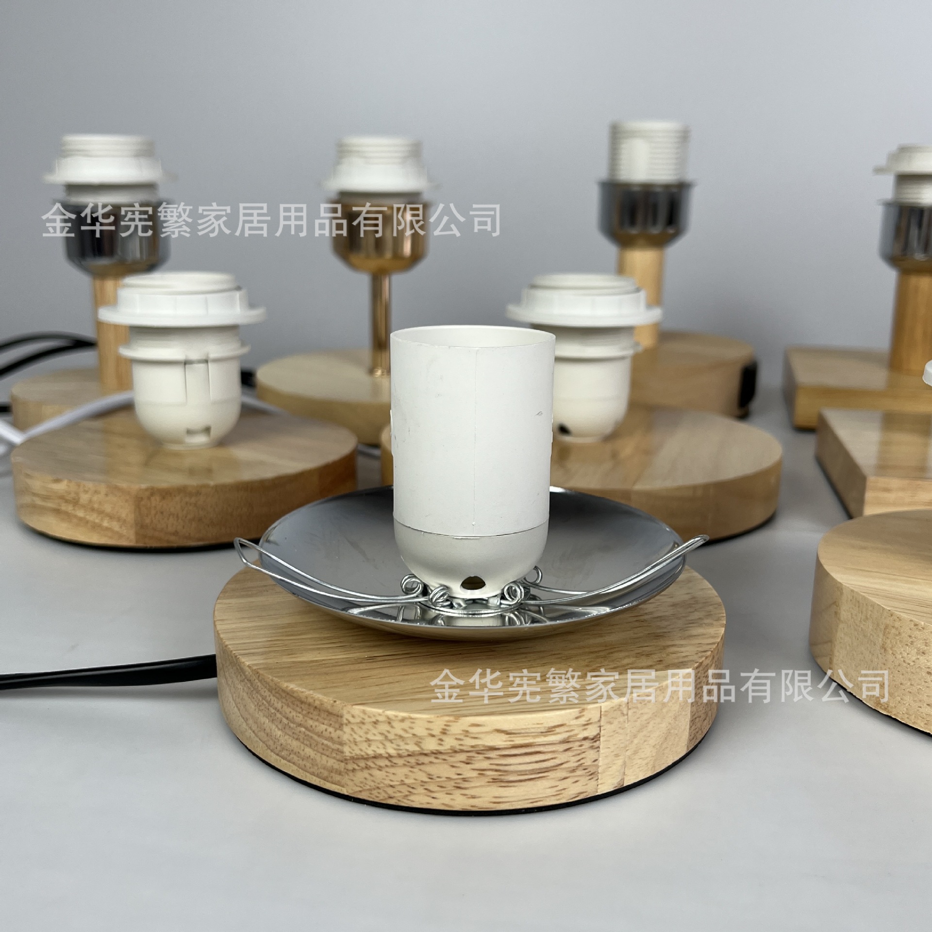 [Xianfan] lámpara de madera base de madera empalme madera de caucho creativo accesorios de lámpara DIY E27 con cable de interruptor