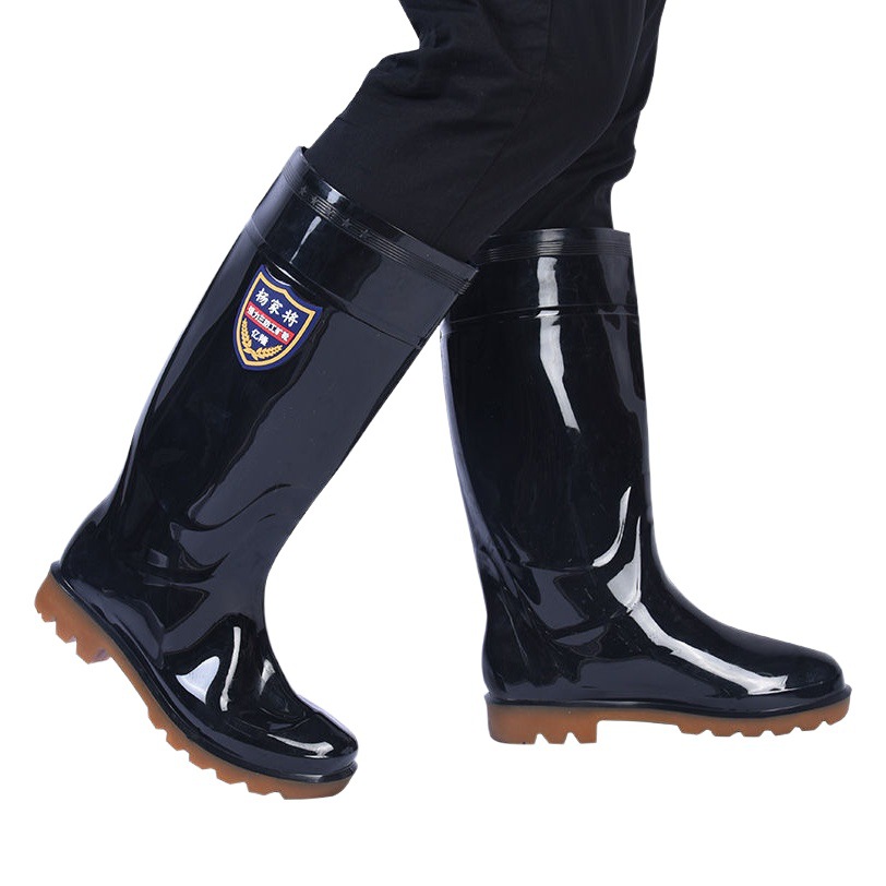 Rain Boots Labor Protection Construction Site Pvc Rain Boots Men's High Tube Non-Slip Wear-Resistant Rubber Shoes Water Shoes Thickeneded Beef Tendon Wholesale Mid Tube