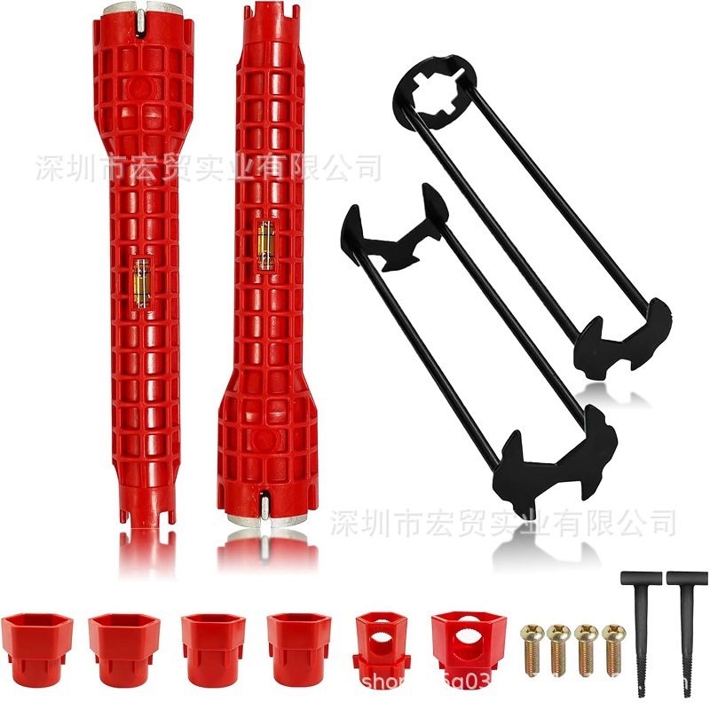 跨境14合1多功能水槽扳手厨房排水管扳手水龙头拆卸工具脸盆扳手