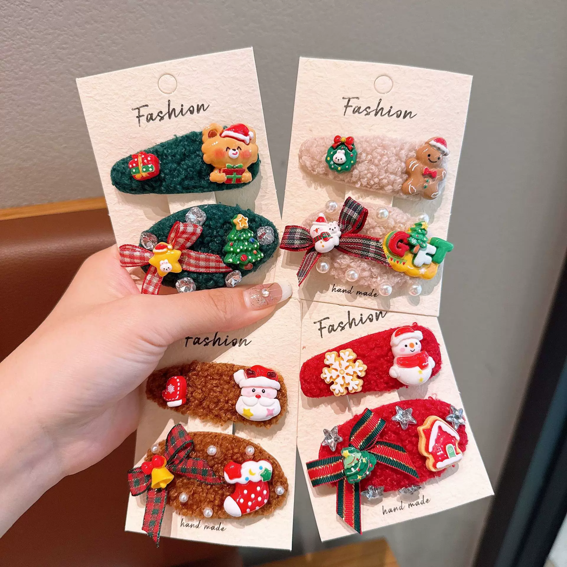 宝宝圣诞节儿童发夹可爱圣诞老人雪人发饰毛绒bb夹小女孩不伤发女