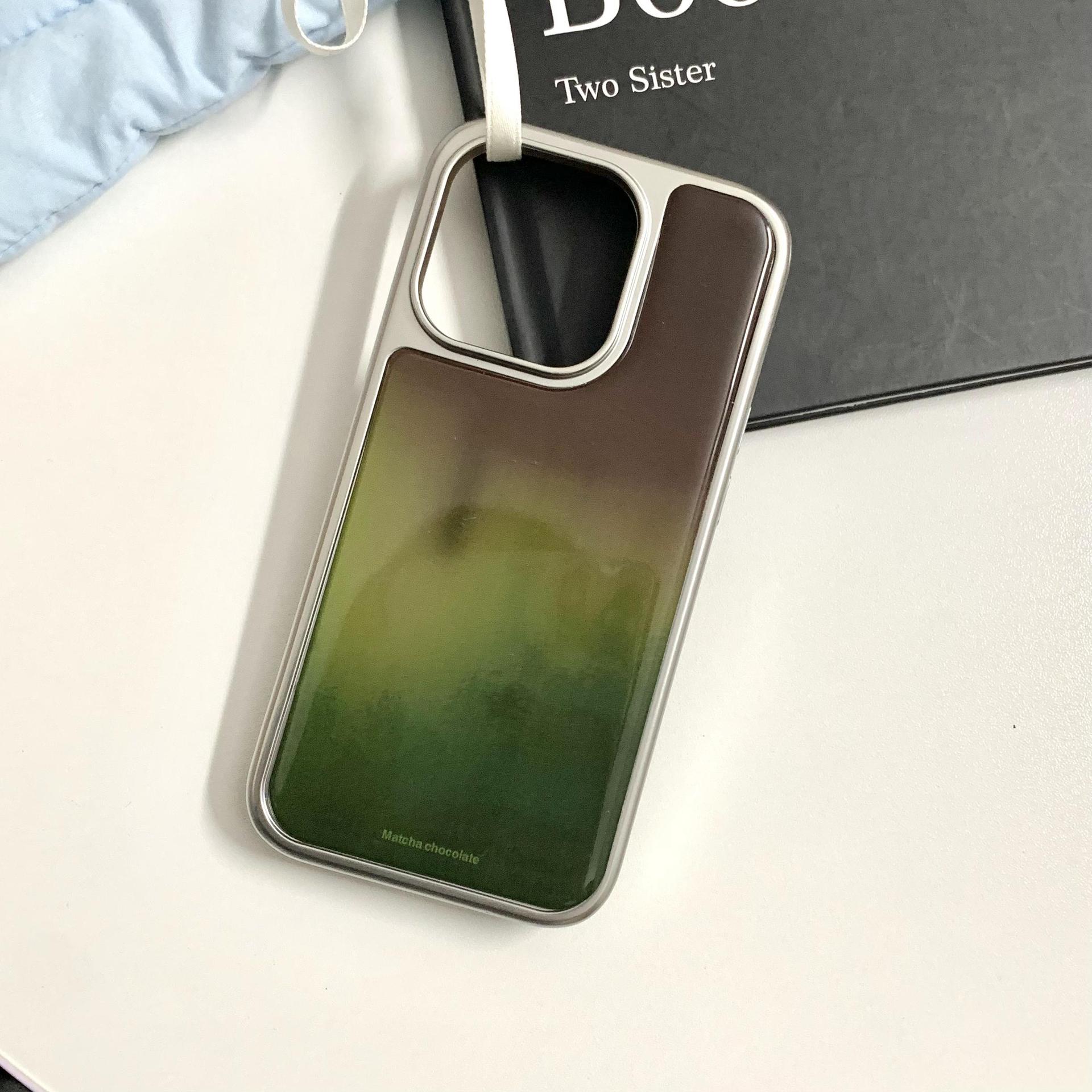 Retro epoxi marrón verde mancha para iphone15ProMax/16 funda para teléfono móvil Apple 13/14 soporte 15 mujeres