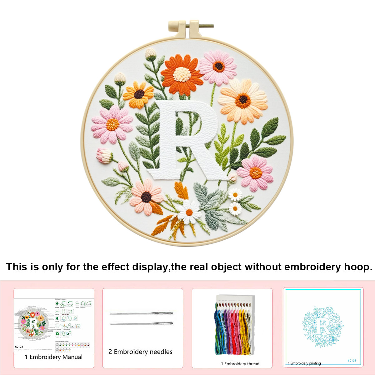 Hecho a mano flores y plantas europeas bordadas paquetes de materialdiy inglés 26 letras simple principiante nivel de bordado al por mayor