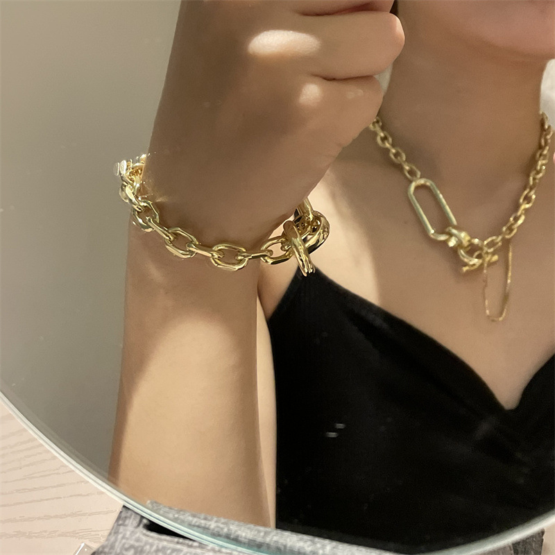 fashion thick chain geometric necklace bracelet wholesalepicture9
