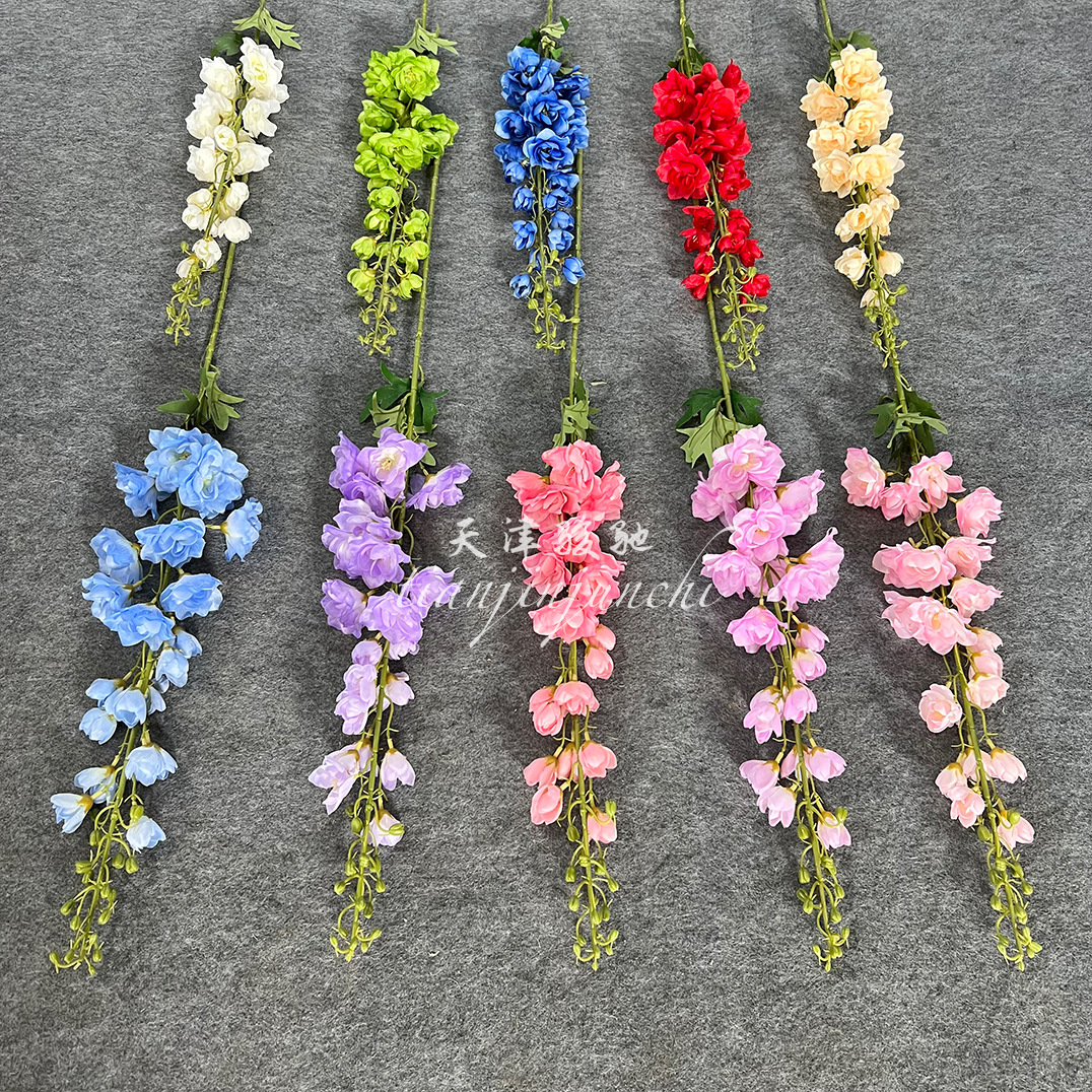 莫奈花园仿真花飞燕草风信子千代兰婚庆法式婚礼堂布置插花假花