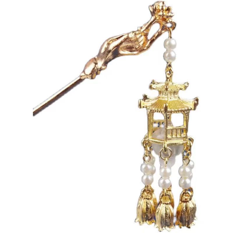 Retro tassel Palace Lamp horquilla palillos emisores de luz de alto grado tocado de estilo antiguo de las mujeres accesorios para el cabello Hanfu joyería diaria de todos los partidos