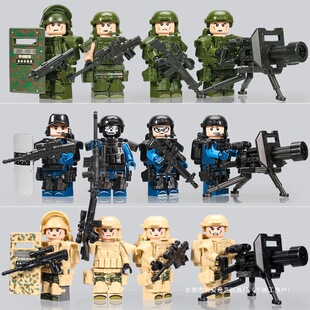 Chinese Building Block Military Minifigure Police Special Forces Villain Assembly Toy 6-Year-Old Boy Birthday Gift Model