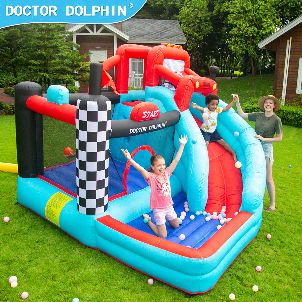 Doctor Delfín | Castillo inflable para niños, trampolín pequeño para uso doméstico, trampolín tipo pista, tobogán inflable pequeño para uso doméstico